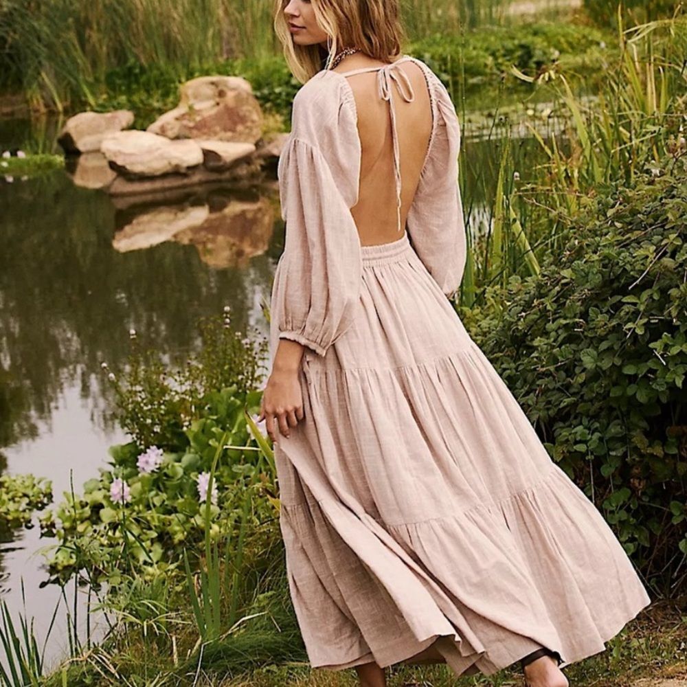 NWT Free People Ibiza Midi Sundress in Mushroom Bloom